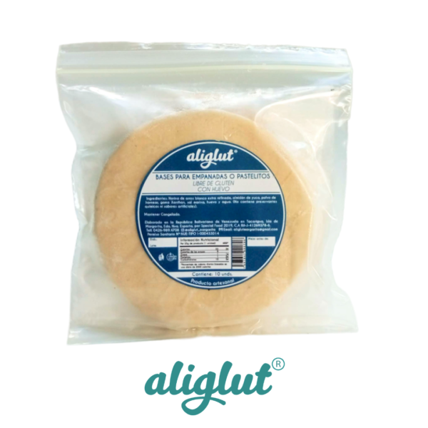 Bases para Empanadas o Pastelitos Sin Gluten - Aliglut Margarita Bases para Empanadas o Pastelitos sin gluten elaboradas con harinas de arroz, maíz y yuca